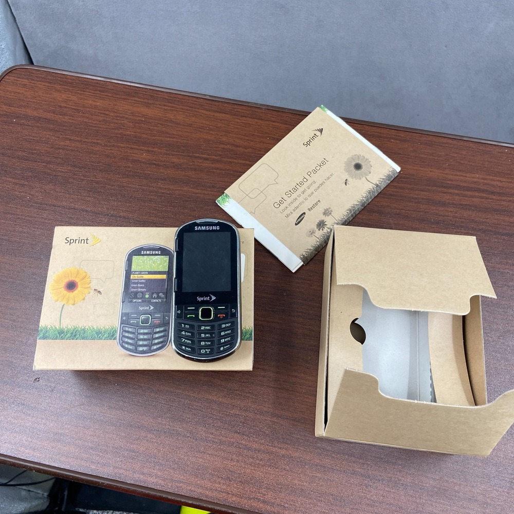Samsung Restore SPH-M570 Sprint Slider Cell Phone Lime Green Silver 2MP QWERTY